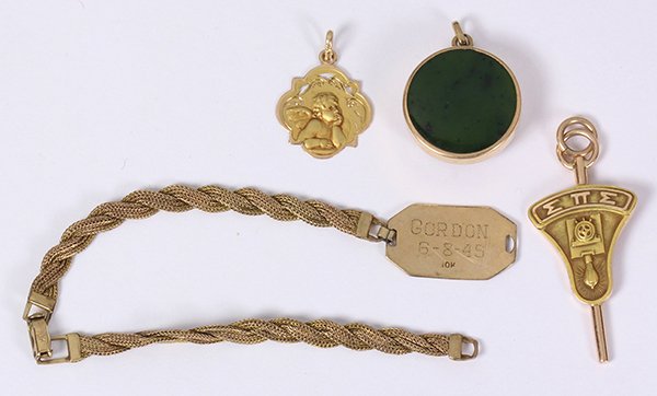 (Lot of 4) Yellow gold jewelry items (1 of 2)