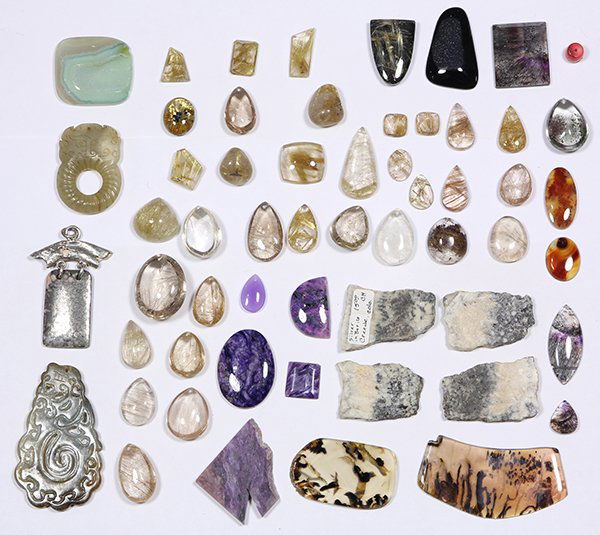 Collection of gem slabs, cabochons, etc. (1 of 2)