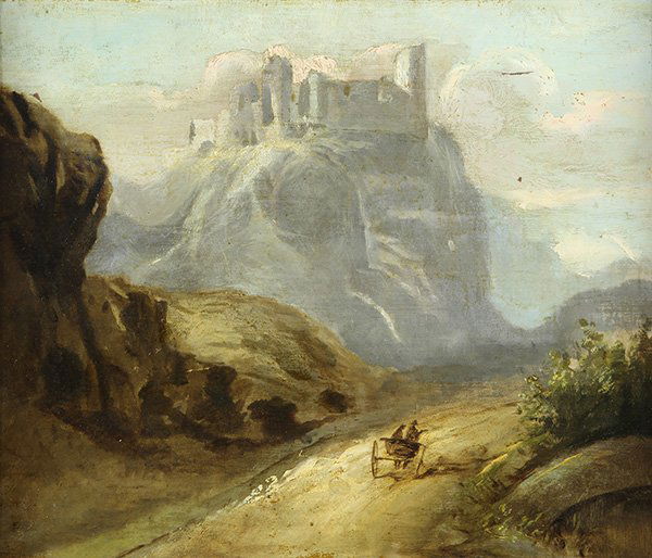 Mountain Road with Figures in a Cart, painting (1 of 2)