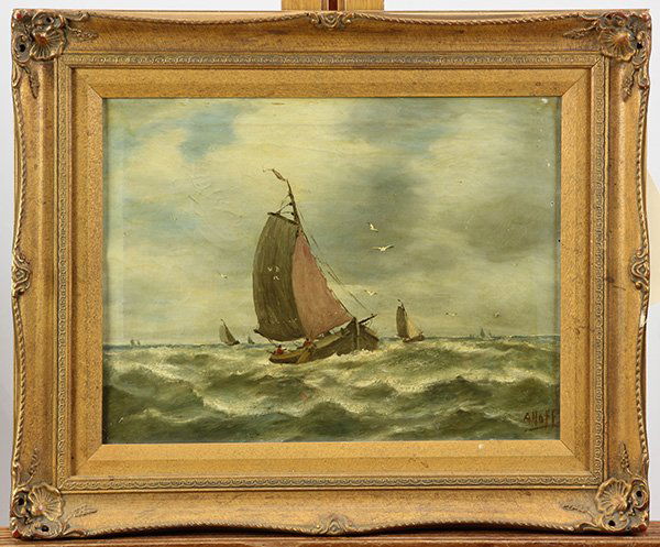 Fishing Boats in a Storm, painting (1 of 1)