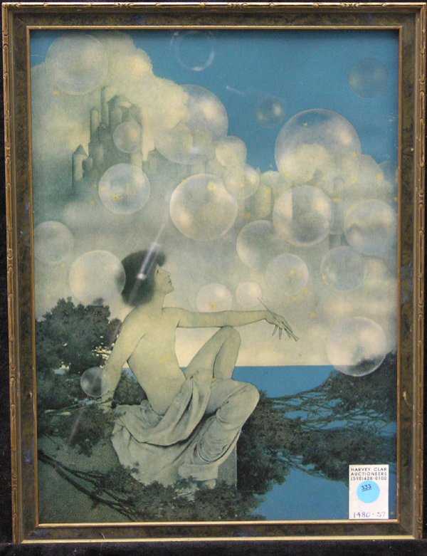 Print, Maxfield Parrish, Air Castles: Framed Maxfield Parrish print, ''Air Castles'', overall: 17''H x 13''W