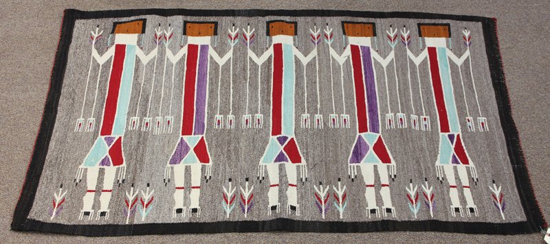 Navajo Yei pictorial rug, 39" x 64": Navajo Yei pictorial rug, 39" x 64". Provenance: Property of Dr. Bernard C. Gerber