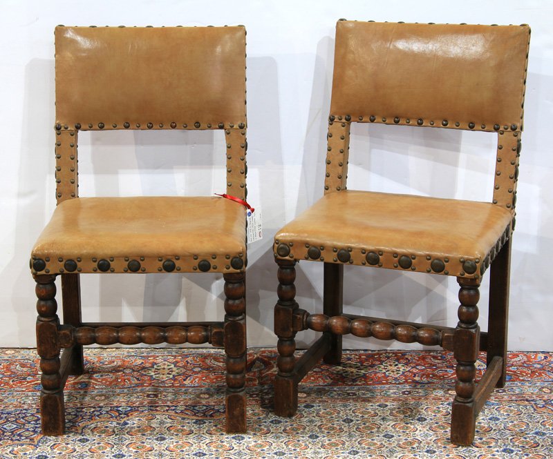 Pair of English Cromwellian style oak side chairs circa (1 of 3)