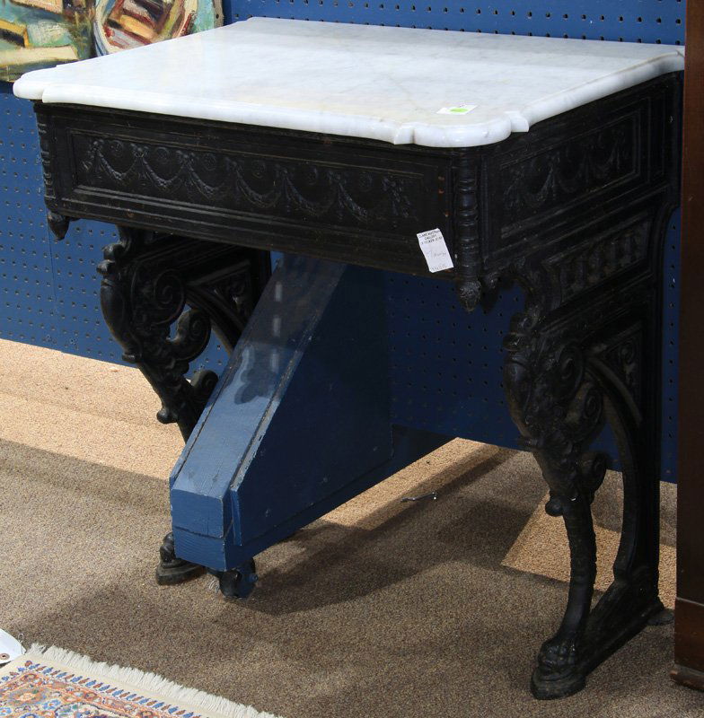 Victorian cast iron and marble hall table (1 of 3)