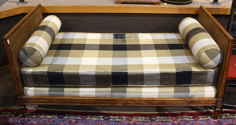 Louis XV style walnut daybed, circa 1890, having caned (1 of 4)