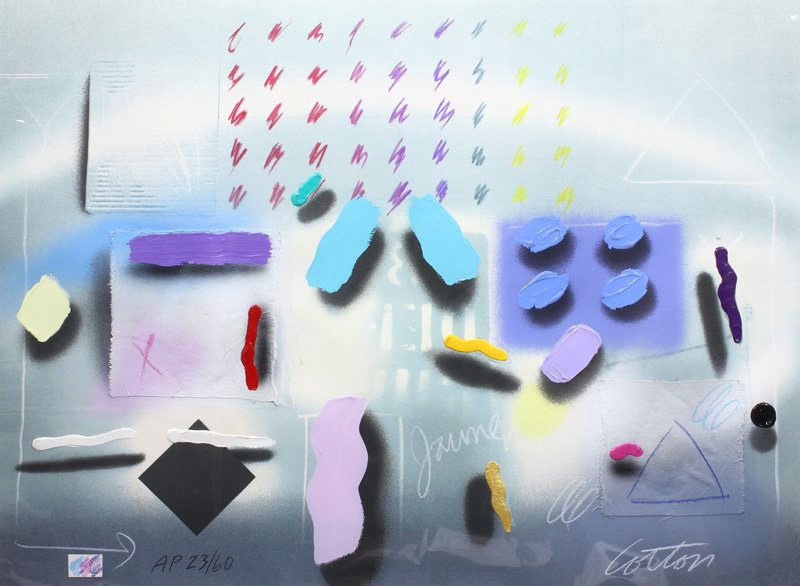 Print, Will Cotton: Will Cotton (American, b. 1965), Series Gris, lithograph in colors with hand painting (mixed media) on paper, signed lower right, edition AP 23/60, image: 29"h x 39"w. sheet (unframed): 36"h x 47"w