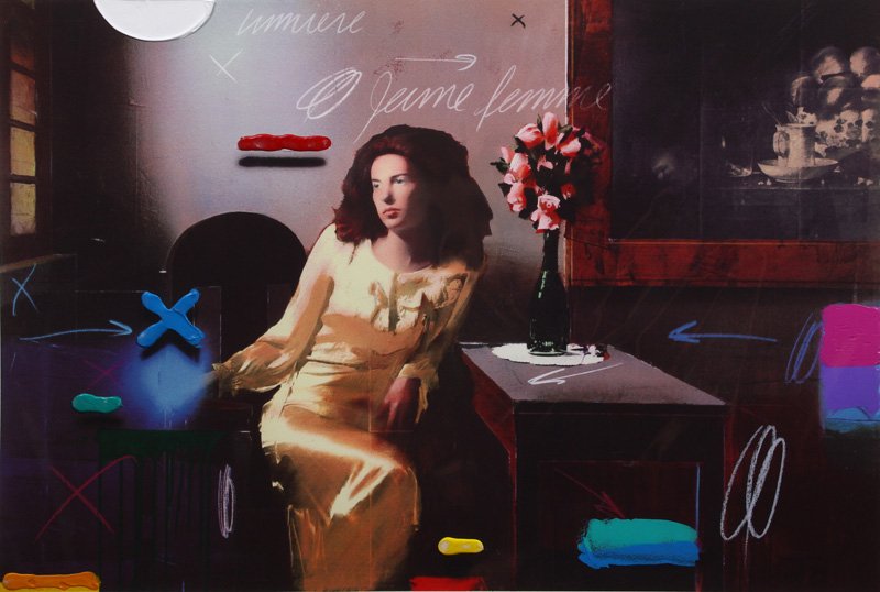 Print, Will Cotton: Will Cotton (American, b. 1965), "La Nuit," lithograph in colors with hand painting (mixed media) on paper, pencil signed lower right, titled lower center, edition 67/150, image: 19.5"h x 29"w, sheet