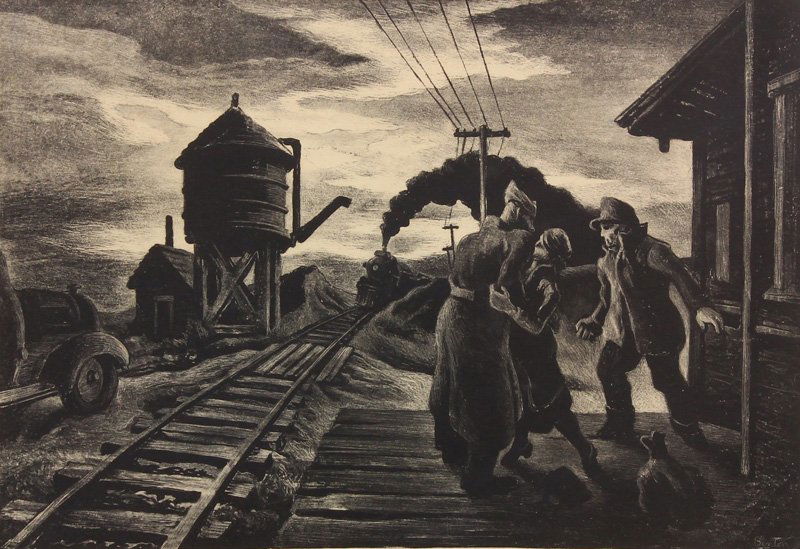 Print, Thomas Hart Benton, Morning Train (1 of 3)