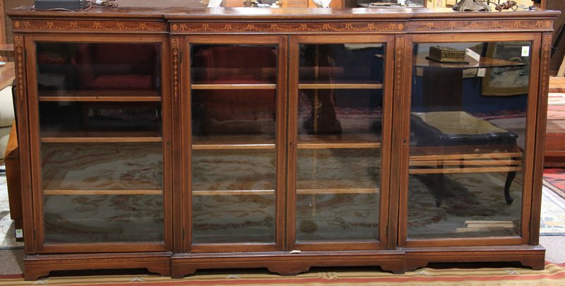 English Edwardian mahogany inlaid bookcase (1 of 4)