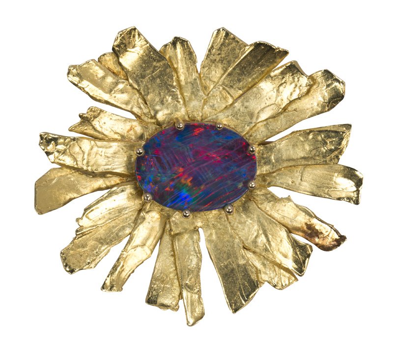 Ed Wiener, Opal triplet and 18k yellow gold brooch (1 of 7)