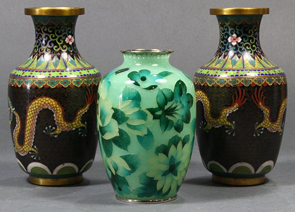 Chinese Cloisonne Vases/Japanese pique- (1 of 6)