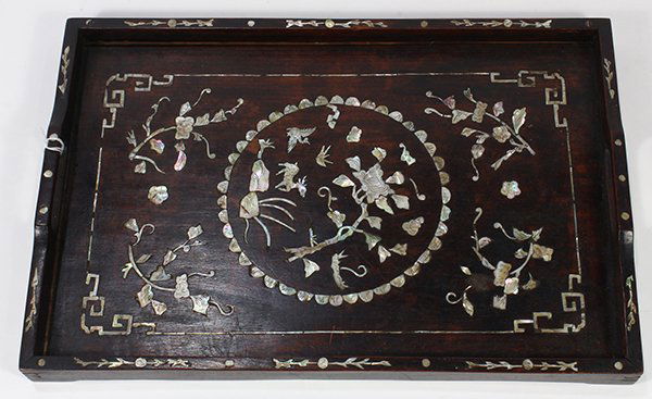 Three Chinese Wood Trays and Stand (1 of 5)