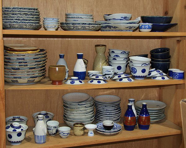 Three Shelves of Japanese/Chinese Porcelains (1 of 3)