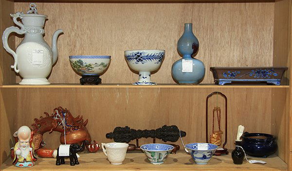 Two shelves of Chinese Decorative Items (1 of 1)