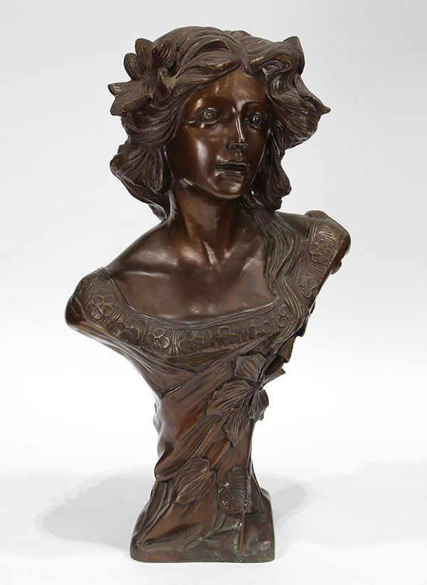 Patinated bronze figural sculpture, after Moreau, (1 of 7)