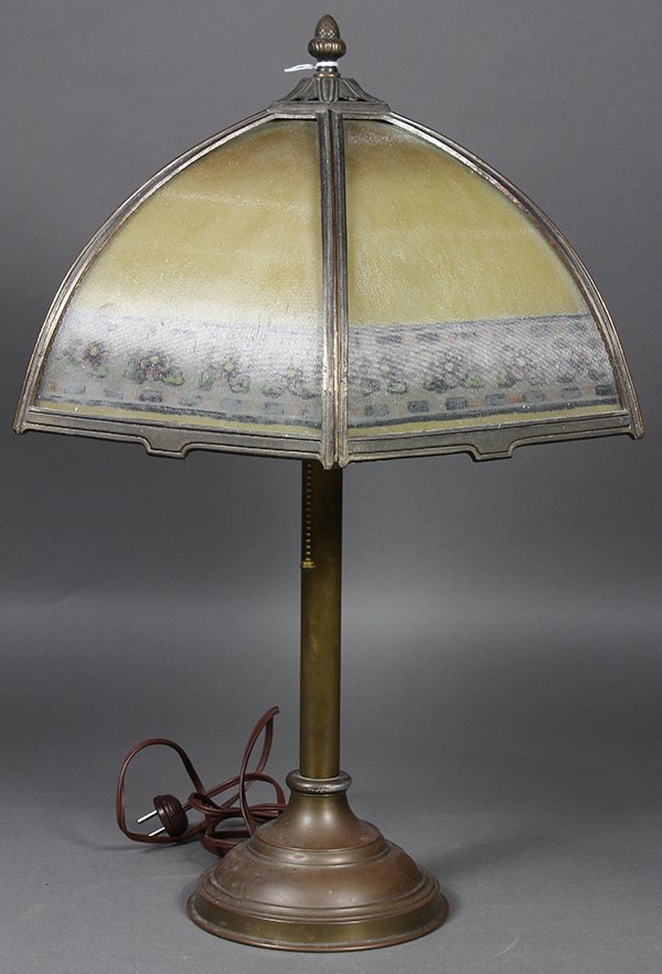 Reverse painted table lamp, having a domed floral (1 of 1)