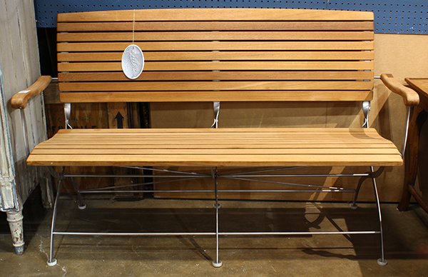 A Teak And Stainless Steel Garden Bench By R.a. Lister