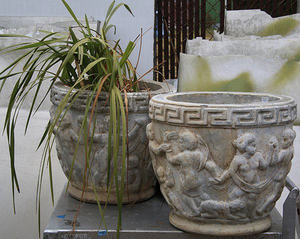 Pair of Classical style cement planters (1 of 1)