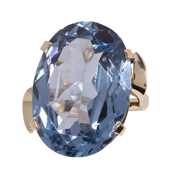 Synthetic spinel and 14k yellow gold ring (1 of 4)