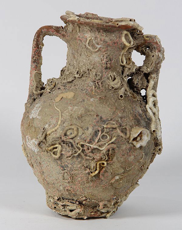 Encrusted redware amphora (1 of 6)