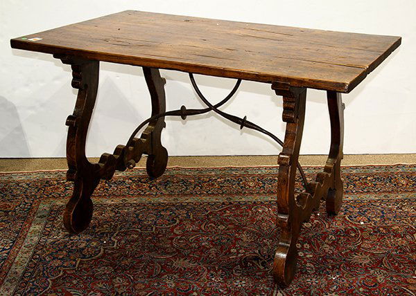 Spanish Revival trestle table, having a rectangular (1 of 5)