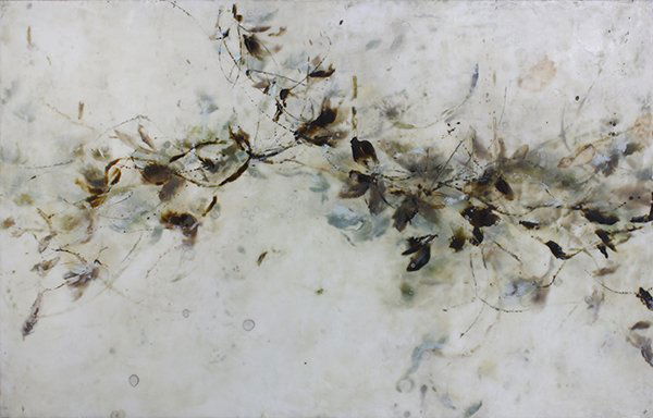 Betsy Eby, encaustic work: Betsy Eby (American, b. 1967), "The Middle Place," 2007, encaustic on panel, signed, titled and dated verso, overall (unframed): 36"h x 58"w. Provenance: Winston Wacher Fine Art (New York). Provenance