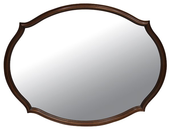 Arthur and Lucia Mathews Furniture Shops mirror: Arthur and Lucia Mathews Furniture Shops mirror, having a stylized and carved frame centering the shaped looking glass, 37"h x 48"w Provenance: Gift from Mr. John Zeile (Furniture Shop co-owner) to Mr