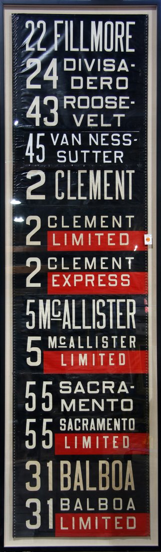 San Francisco MUNI bus sign (22 Fillmore) set in a (1 of 1)