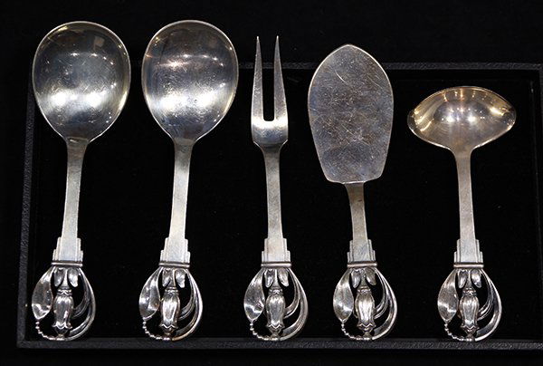 (lot of 5) Danish Modern sterling silver serving pieces (1 of 2)