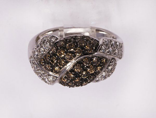 Diamond, brown diamond and 18k white gold ring (1 of 4)