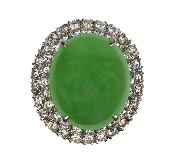 Jadeite, diamond and platinum ring, GIA report (1 of 4)