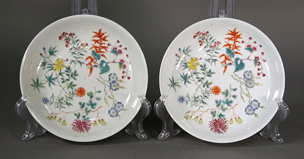 Two Chinese Porcelain Plates, Flowers (1 of 3)