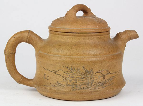 Chinese Yixing Ceramic Teapot, Landscape (1 of 6)