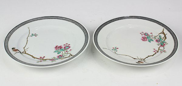Two Chinese Plates, Bird/Flowers (1 of 4)