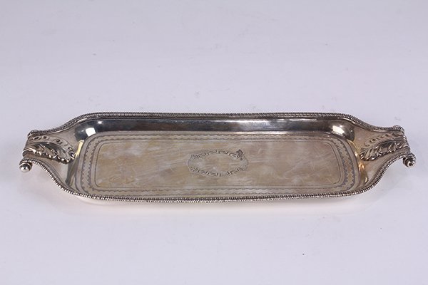 British George III sterling silver pen tray, bearing (1 of 4)