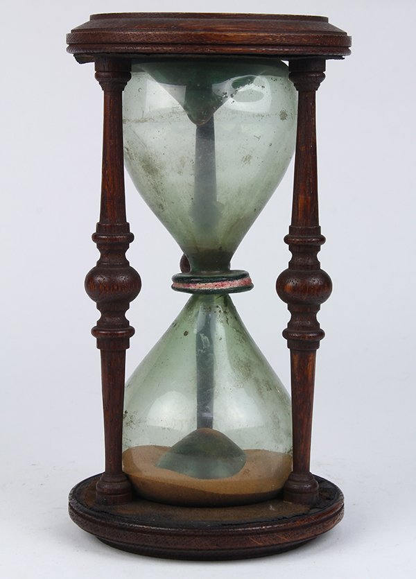 Victorian carved wood and blown glass hourglass, 19th (1 of 4)