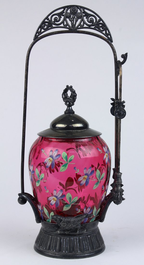 Aesthetic movement silverplate pickle jar, having a (1 of 4)