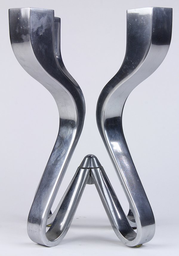 Mid-Century Modern cast steel four-arm candelabra, in (1 of 2)