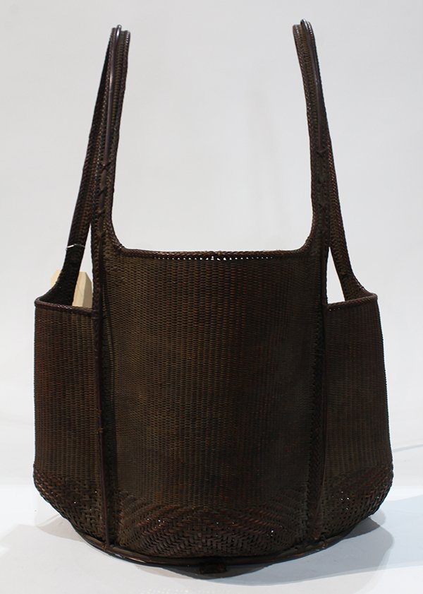 Chinese woven basket back pack, 19th century, having (1 of 2)