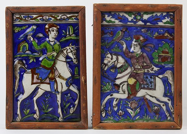 (Lot of 2) Decorative Sino-Persian ceramic tiles (1 of 4)
