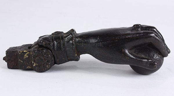 Cast iron hand form door knocker, 7"l (1 of 5)