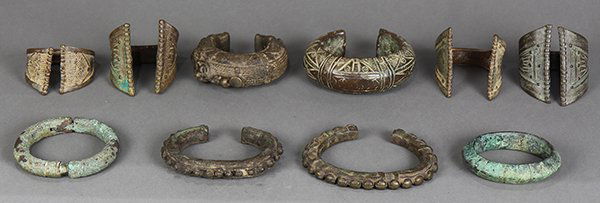 (lot of 10) East and West African currency bangles and (1 of 5)