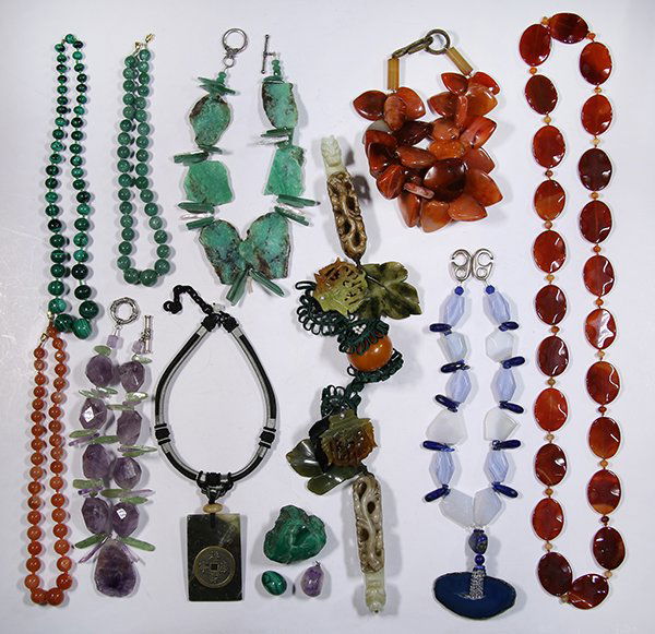 (Lot of 13) Multi stone bead necklaces and malachite (1 of 3)