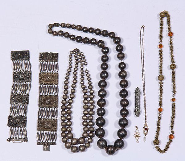 (Lot of 8) Silver and metal jewelry (1 of 2)