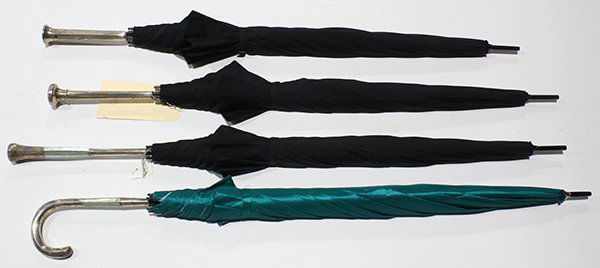 (lot of 4) Parasol group each mounted with silver and (1 of 1)