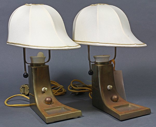 Pair of Art Deco brass lamps (1 of 3)