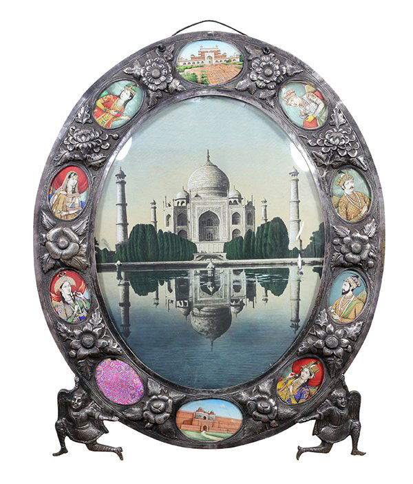 Indian silver Damascened framed image depicting the Taj (1 of 4)