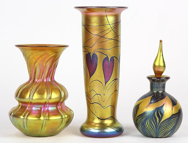 (lot of 3) Lundberg Studios art glass group (1 of 9)