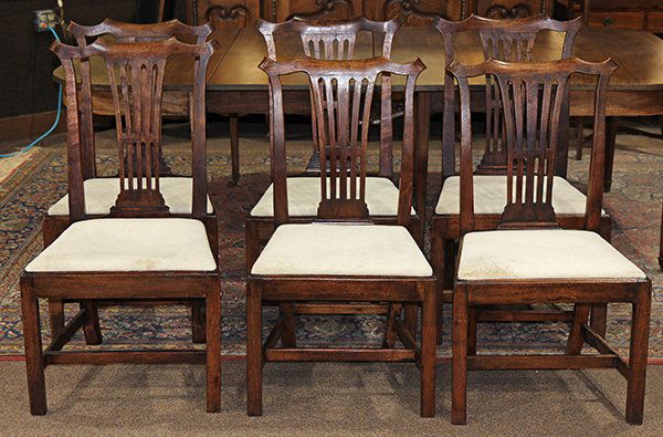 (lot of 6) Chippendale style fruitwood dining chairs, (1 of 3)
