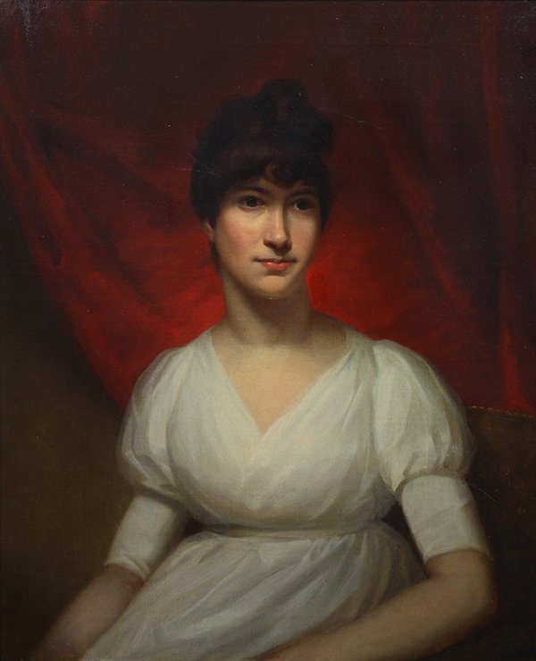 Painting, Follower of Thomas Sully: Follower of Thomas Sully (American, 1783-1872), Portrait of a Lady, oil on canvas, unsigned, canvas: 30"h x 25"w, overall (with frame): 35"h x 30.5"w